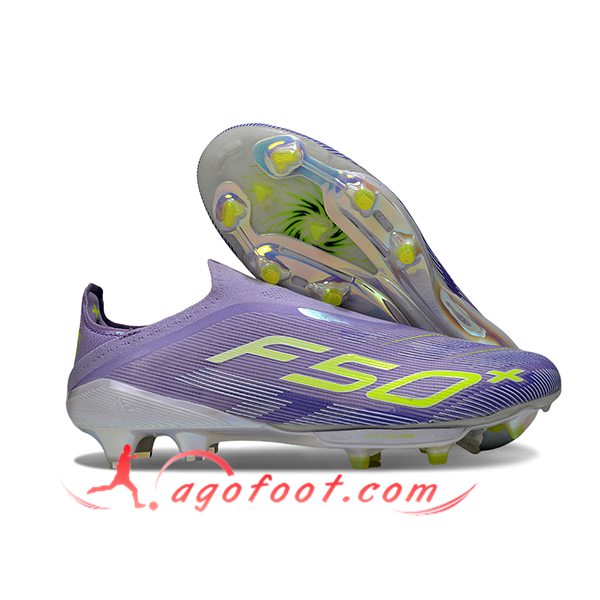 Adidas Chaussures de Foot F50+ FG Pourpre/Vert -02