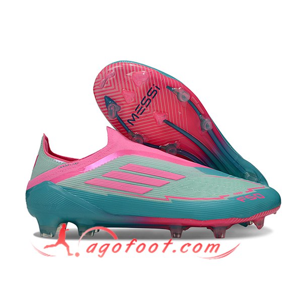 Adidas Chaussures de Foot F50 Elite Laceless FG Vert/Rose