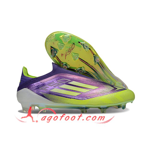 Adidas Chaussures de Foot F50 Elite Laceless FG Pourpre/Vert