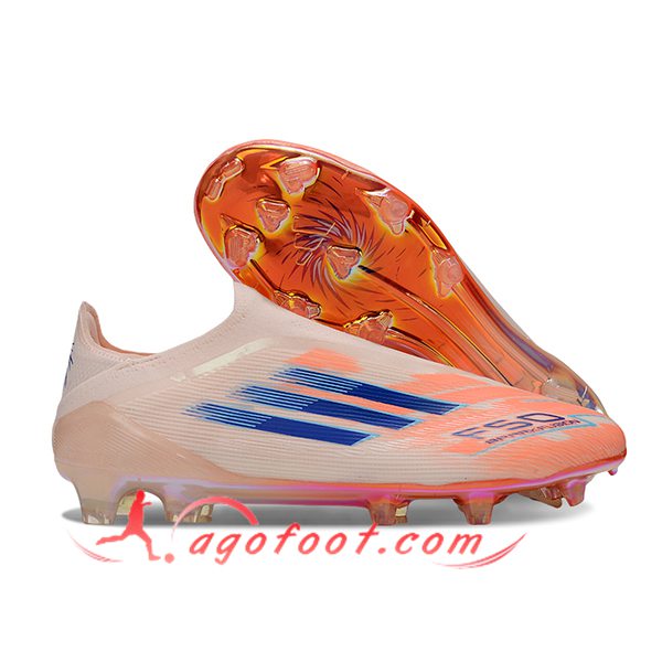 Adidas Chaussures de Foot F50 Elite Laceless FG Orange/Bleu