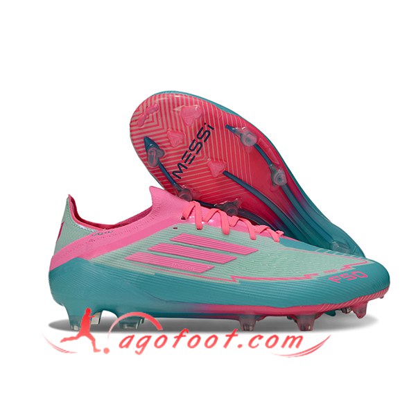 Adidas Chaussures de Foot F50 Elite FG Vert/Rose -02