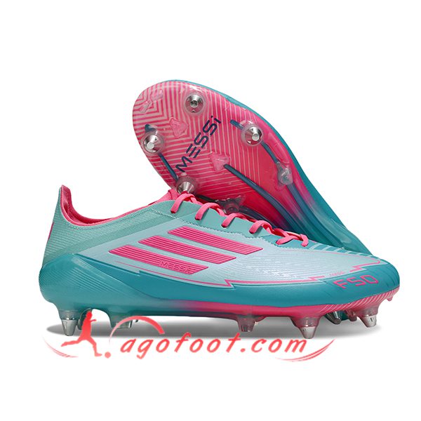 Adidas Chaussures de Foot F50 ELITE SG Vert/Rose -03