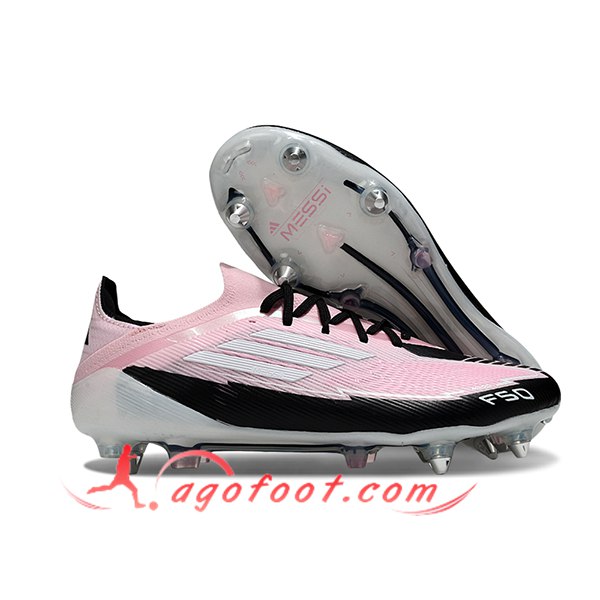 Adidas Chaussures de Foot F50 Elite SG Rose/Noir/Blanc -02