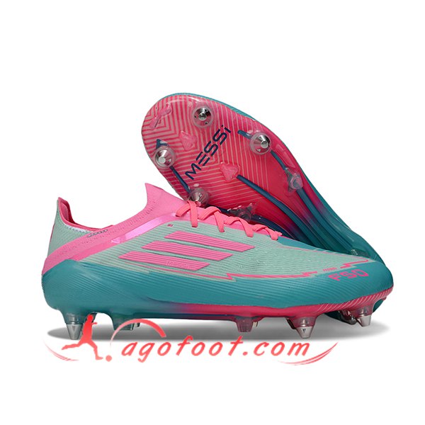 Adidas Chaussures de Foot F50 Elite SG Vert/Rose -04