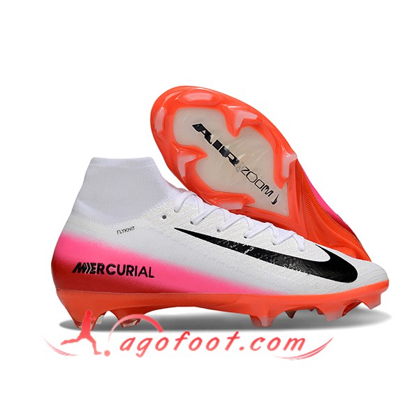Nike Chaussures de Foot Air Zoom Mercurial Superfly IIX Elite FG Blanc/Noir/Rose/Orange