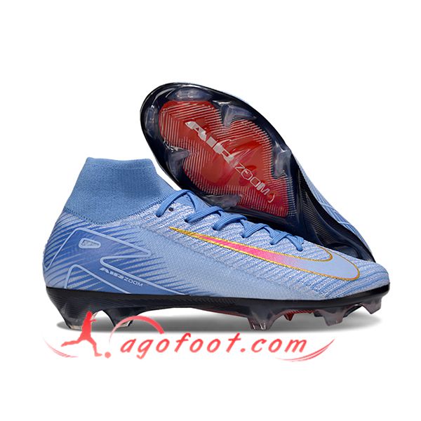 Nike Chaussures de Foot Air Zoom Mercurial Superfly IIX Elite FG Bleu/Orange