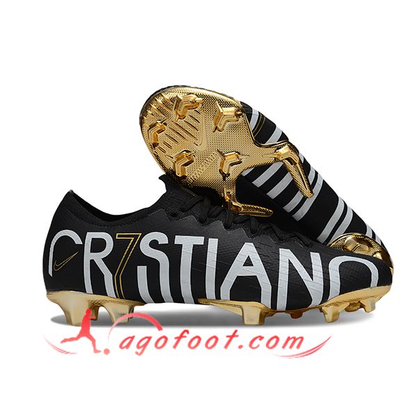 Nike Chaussures de Foot Mercurial Vapor XII Elite FG Noir/Blanc/Jaune