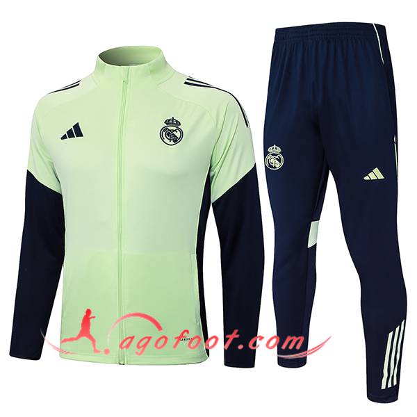 Ensemble Survetement de Foot Veste Real Madrid Vert/Bleu 2025/2026