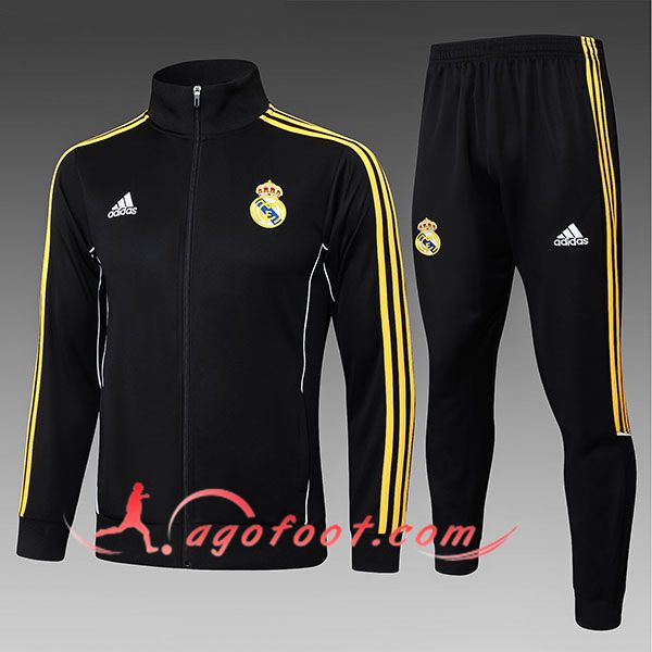 Ensemble Survetement de Foot Veste Foot Real Madrid Enfant Noir/Jaune 2025/2026