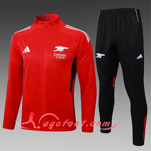 Ensemble Survetement de Foot Veste Foot Arsenal Enfant Rouge 2025/2026