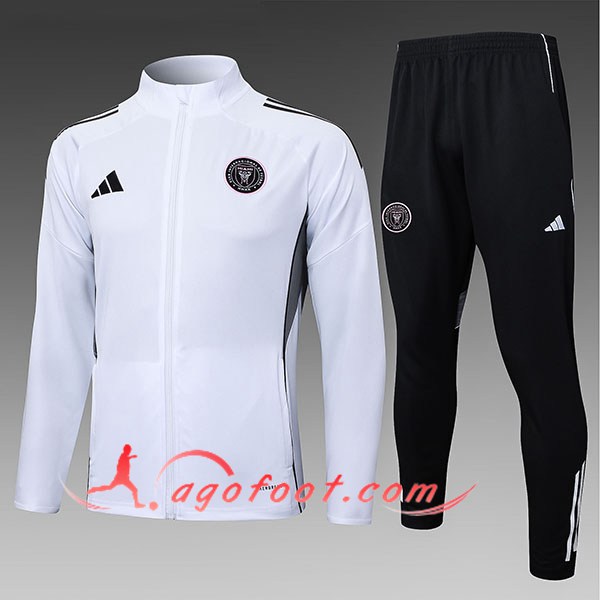 Ensemble Survetement de Foot Veste Inter Miami CF Enfant Blanc/Noir 2025/2026