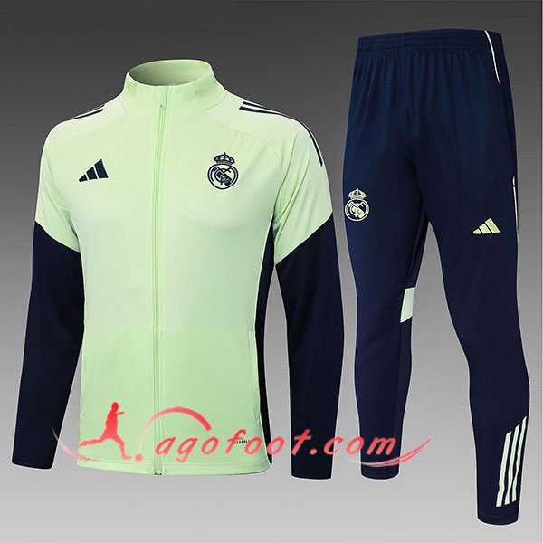 Ensemble Survetement de Foot Veste Real Madrid Enfant Vert/Bleu 2025/2026