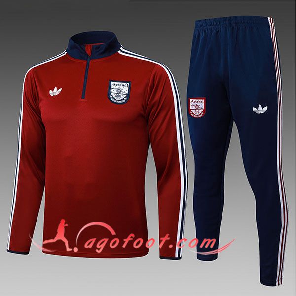 Ensemble Survetement de Foot Arsenal Enfant Rouge/Bleu/Blanc 2025/2026