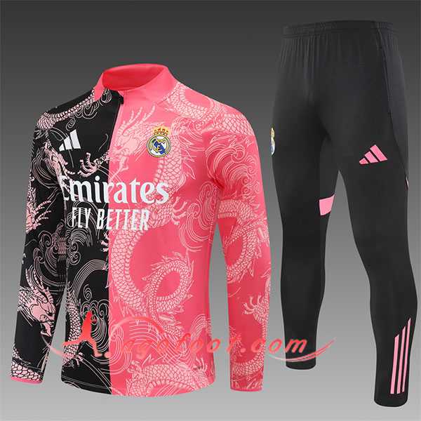 Ensemble Survetement de Foot Foot Real Madrid EnfantNoir/Rose/Blanc 2025/2026