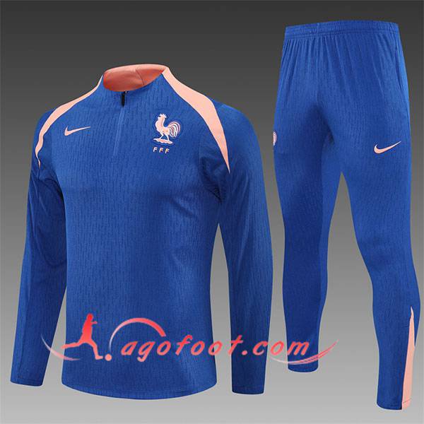 Ensemble Survetement de Foot France Enfant Bleu/Rose 2025/2026