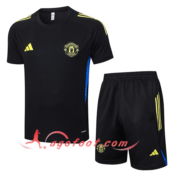 Ensemble Training T-Shirts Manchester United Noir/Jaune/Bleu 2025/2026 -03