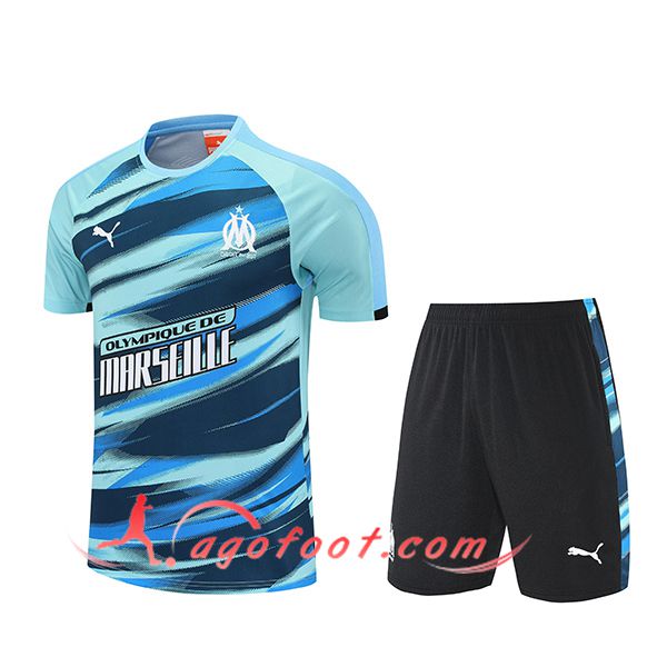 Ensemble Training T-Shirts Marseille Vert/Bleu 2025/2026