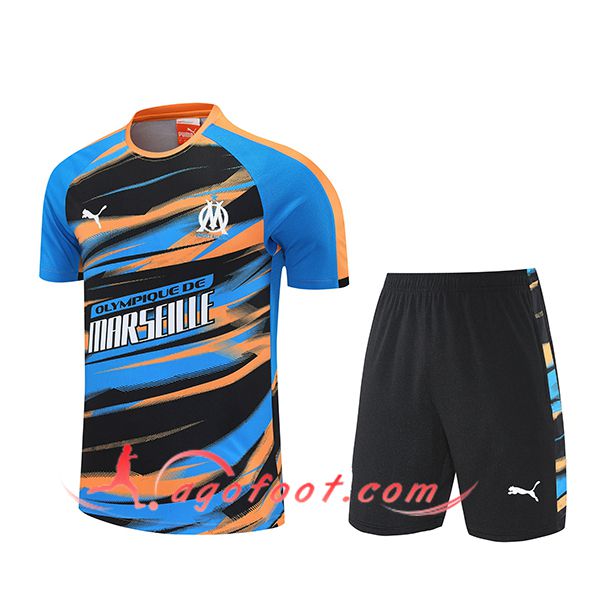 Ensemble Training T-Shirts Marseille Bleu/Orange/Noir 2025/2026