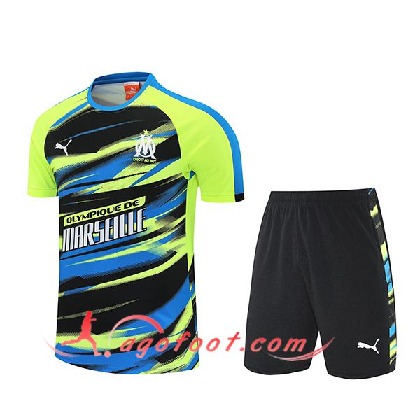Ensemble Training T-Shirts Marseille Vert/Bleu/Noir 2025/2026