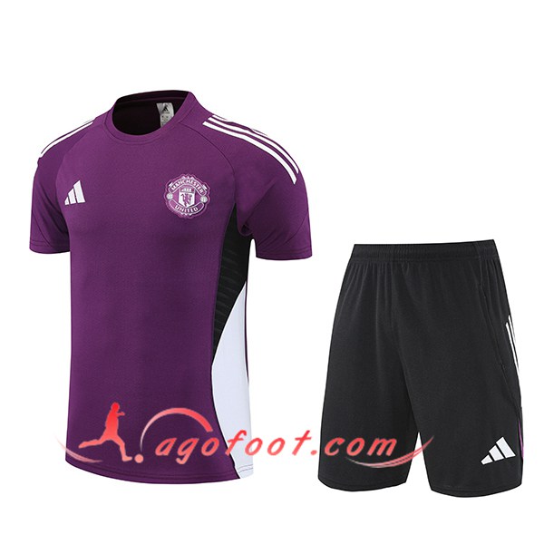 Ensemble Training T-Shirts Manchester United Pourpre/Noir/Blanc 2025/2026