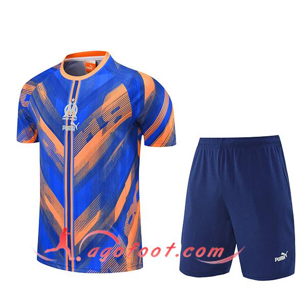 Ensemble Training T-Shirts Marseille Bleu/Orange 2025/2026