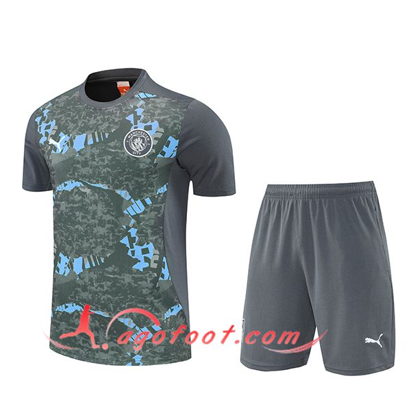 Ensemble Training T-Shirts Manchester City Gris/Vert/Bleu 2025/2026