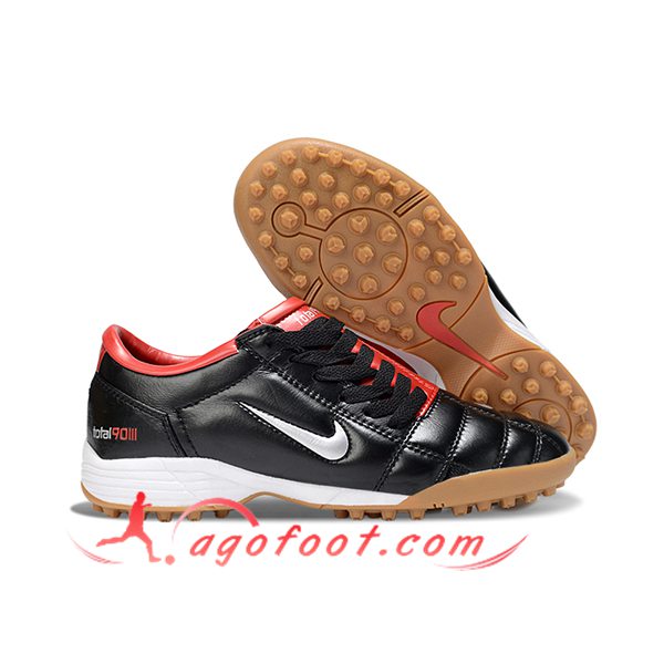 Nike Chaussures de Foot T90 TF Noir/Rouge/Gris