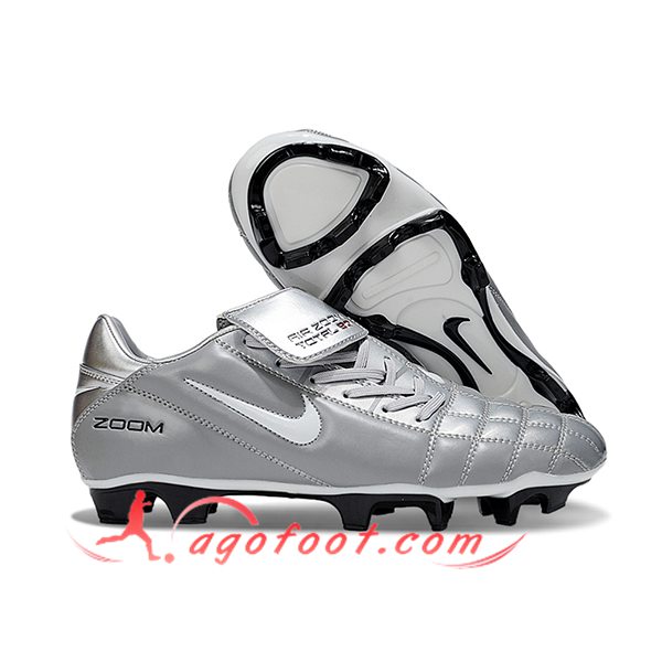 Nike Chaussures de Foot T90 FG Gris/Blanc
