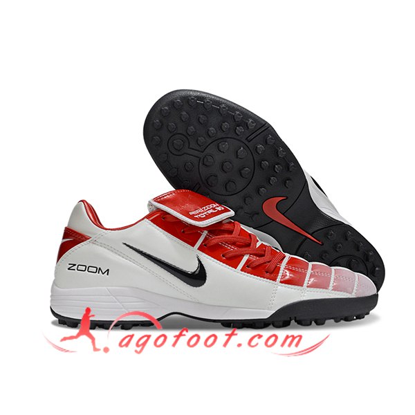 Nike Chaussures de Foot T90 TF Blanc/Rouge/Noir -02