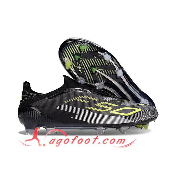 Adidas Chaussures de Foot F50 Elite Laceless FG Noir/Vert
