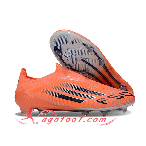 Adidas Chaussures de Foot F50 Elite Laceless FG Orange/Noir