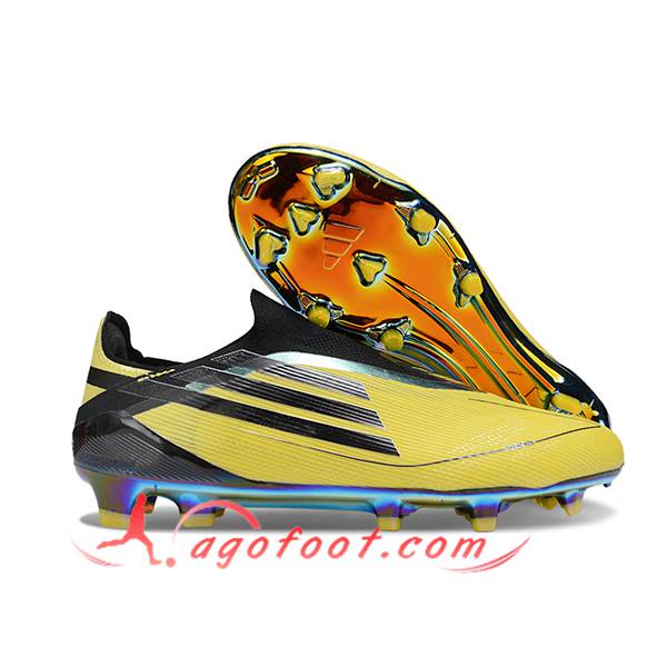 Adidas Chaussures de Foot F50 Elite Laceless FG Jaune/Noir