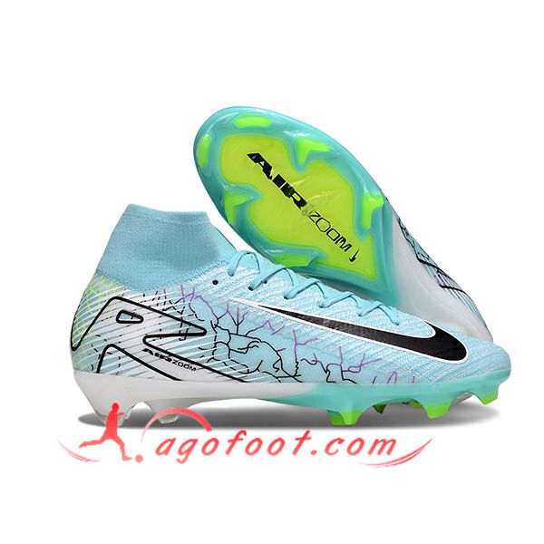 Nike Chaussures de Foot Air Zoom Mercurial Superfly IIX Elite FG Bleu/Noir