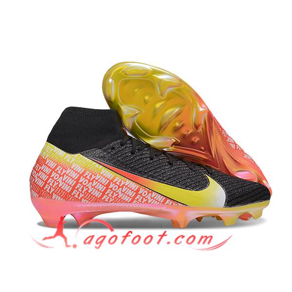Nike Chaussures de Foot Air Zoom Mercurial Superfly IIX Elite FG Noir/Orange -02