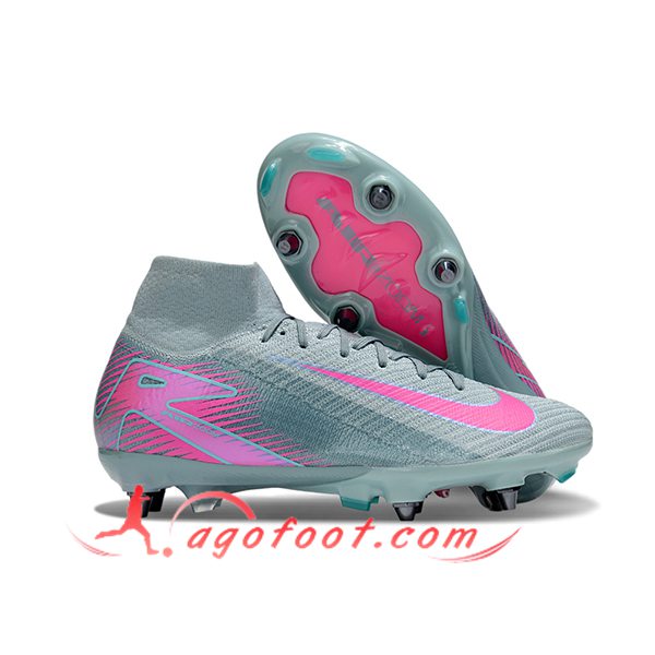 Nike Chaussures de Foot Air Zoom Mercurial Superfly IIX Elite SG Vert/Rose -02