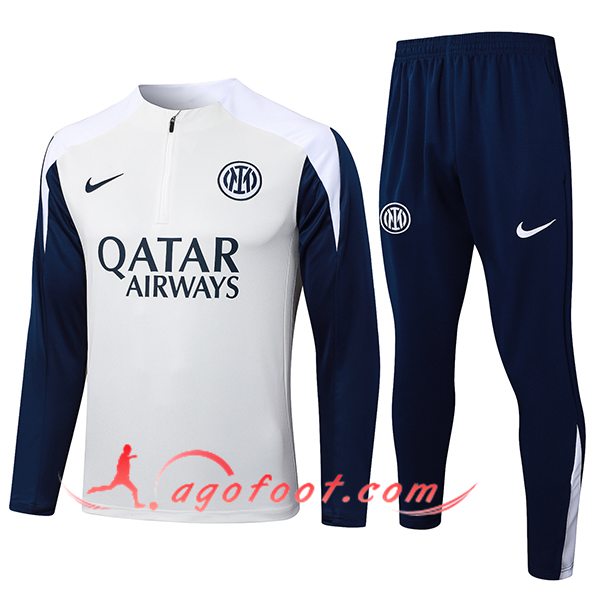 Ensemble Survetement de Foot Inter Milan Beige/Blanc/Bleu 2025/2026