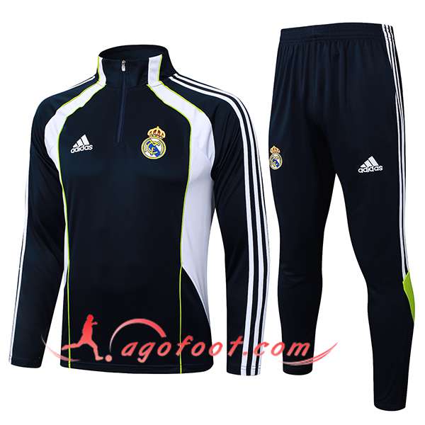 Ensemble Survetement de Foot Real Madrid Bleu/Blanc/Vert 2025/2026 -02