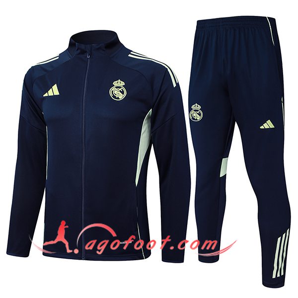 Ensemble Survetement de Foot Veste Real Madrid Bleu/Vert 2025/2026