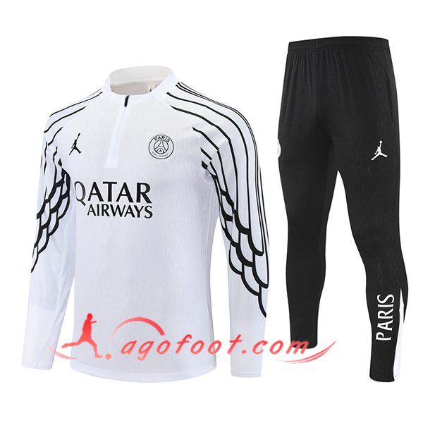 Ensemble Survetement de Foot PSG Blanc/Noir 2025/2026