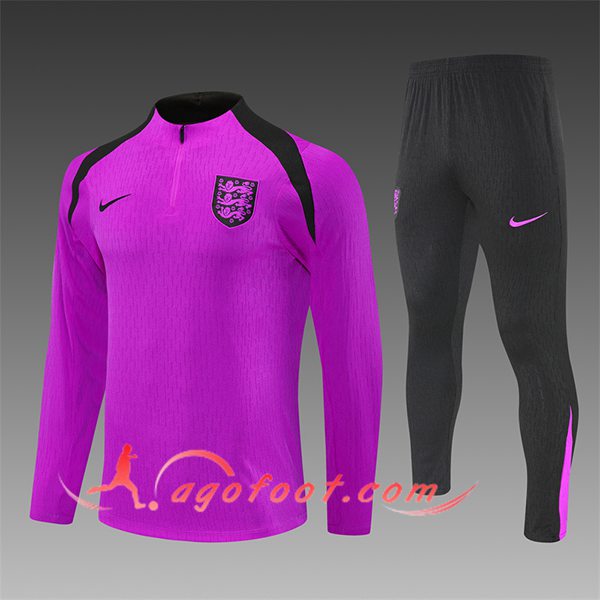 Ensemble Survetement de Foot Angleterre Enfant Pourpre/Noir 2025/2026
