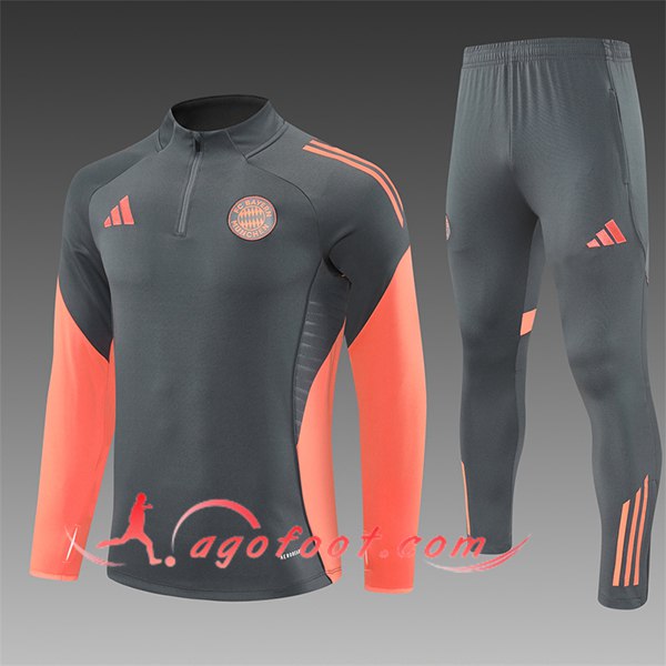 Ensemble Survetement de Foot Bayern Munich Enfant Gris/Orange 2025/2026