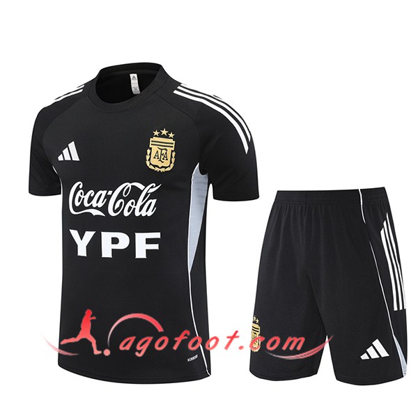 Ensemble Training T-Shirts Argentine Enfant Noir/Blanc/Gris 2025/2026
