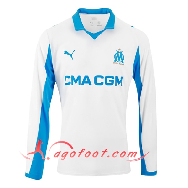 Nouveau Maillot de Foot Marseille OM Manches Longues Domicile 2025/2026