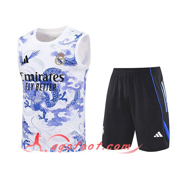Ensemble Training Debardeurs Real Madrid Blanc/Bleu 2025/2026