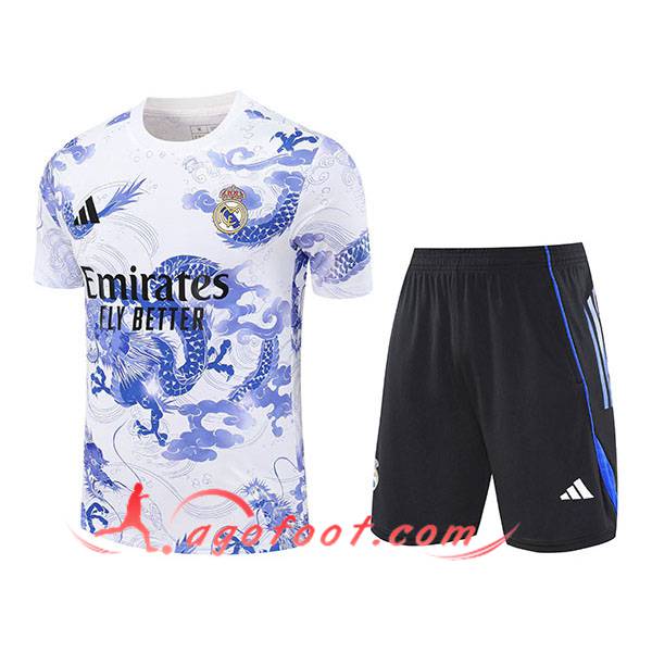 Ensemble Training T-Shirts Real Madrid Blanc/Bleu/Orange 2025/2026 -02