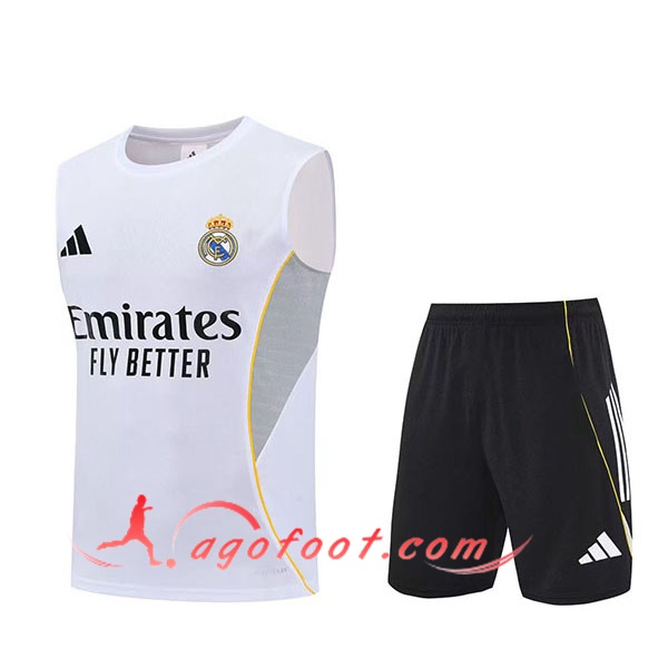 Ensemble Training Debardeurs Real Madrid Blanc/Gris 2025/2026