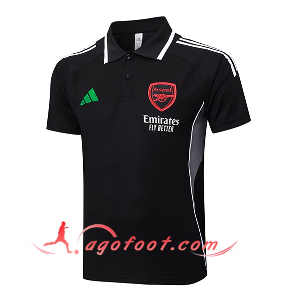 Polo Foot Arsenal Noir/Blanc/Gris 2025/2026