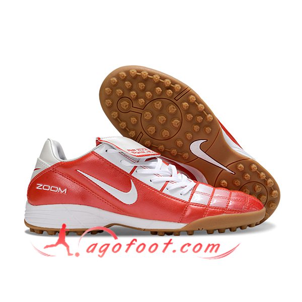 Nike Chaussures de Foot T90 TF Rouge/Blanc -04