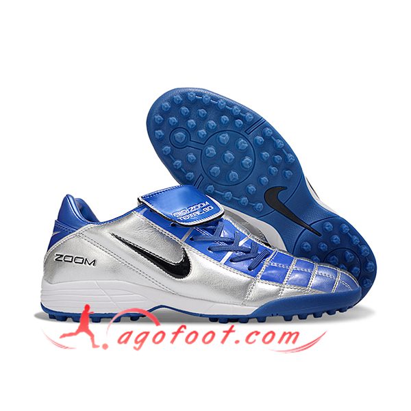 Nike Chaussures de Foot T90 TF Gris/Bleu/Noir