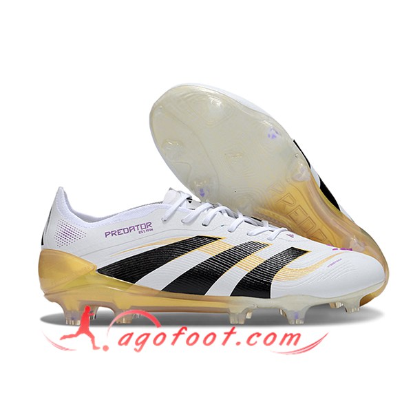 Adidas Chaussures de Foot 25 Predator Elite FG Blanc/Noir/Jaune